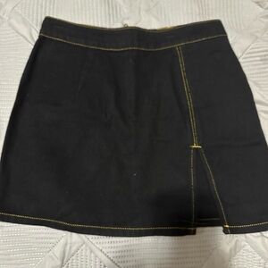 Lioness Black Mini Skirt with Yellow Stitching
